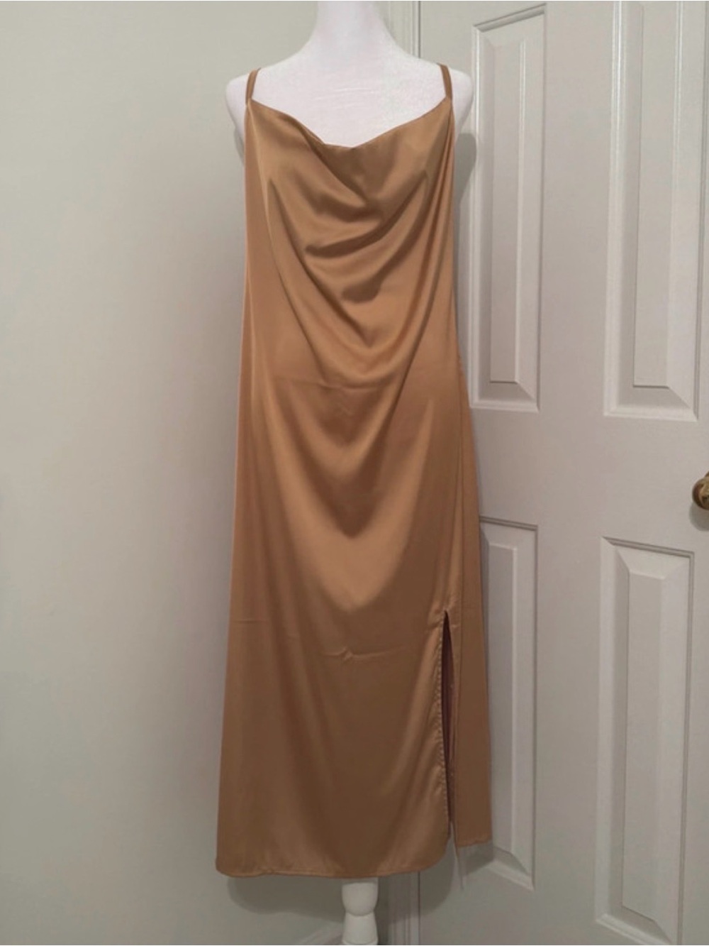 Forever 21 Gold Satin Cowl Midi Dress